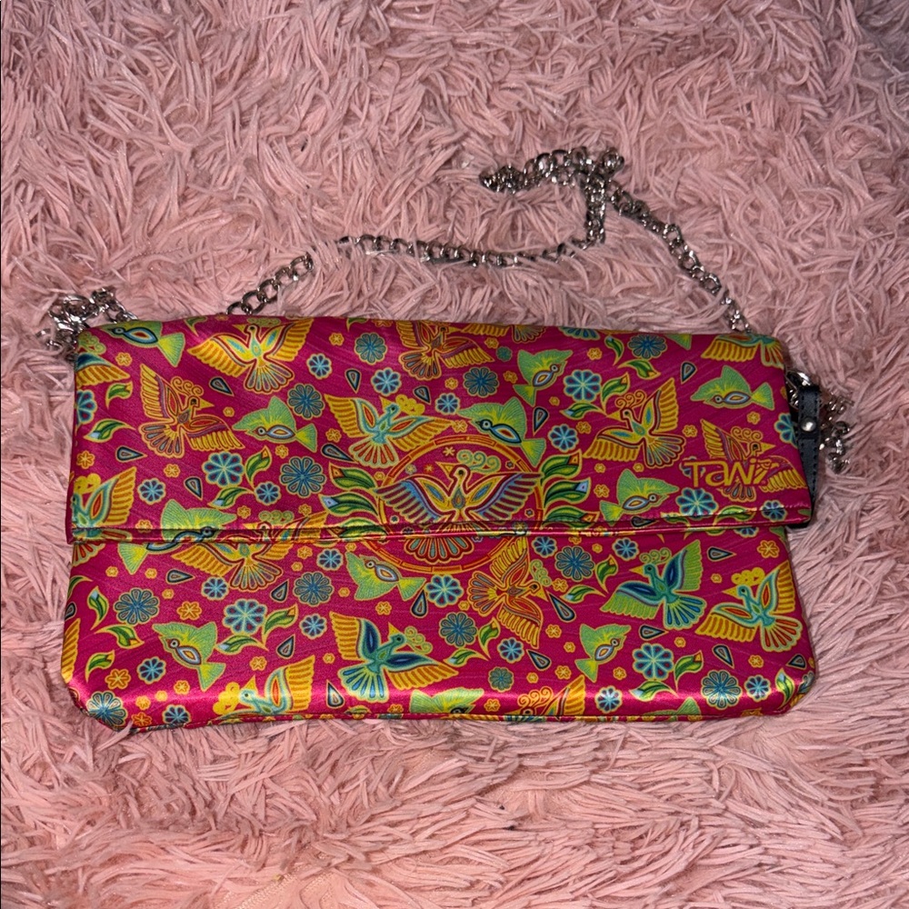 Colorful Floral Clutch with Chain Strap